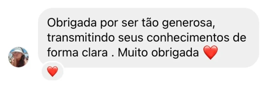 Print de mensagem no Instagram agradecendo por transmitir os conhecimentos de forma clara